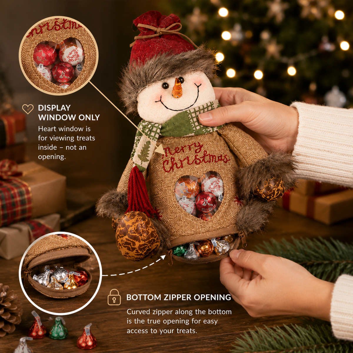 【Limited Time: 30% OFF!】👼👼 Christmas Gift Bags with Zipper Closure 🎁 Reusable Candy & Treat Bags for Holiday Gifting & Party Favors | Santa, Snowman & Reindeer 🦌