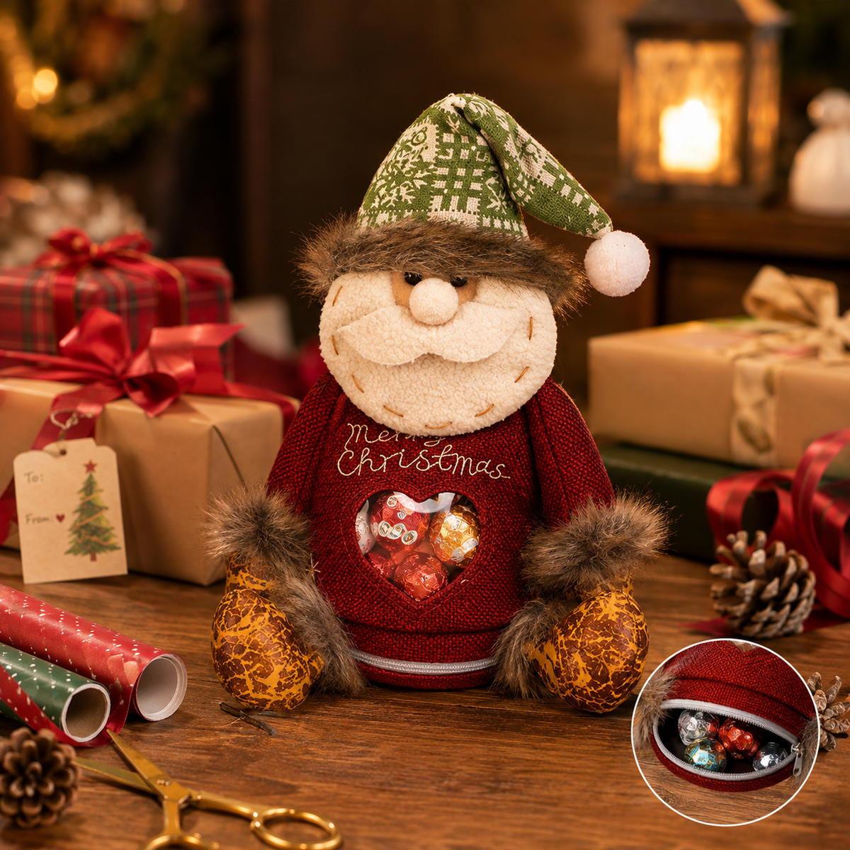 【Limited Time: 30% OFF!】👼👼 Christmas Gift Bags with Zipper Closure 🎁 Reusable Candy & Treat Bags for Holiday Gifting & Party Favors | Santa, Snowman & Reindeer 🦌