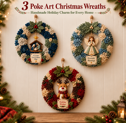 🎄 3D Fabric Poke Wreath DIY Kit |⛄️⛄️ Beginner-Friendly Christmas Craft, No Complicated Sewing | Create Your Own Festive Door Decor & Handmade Gift