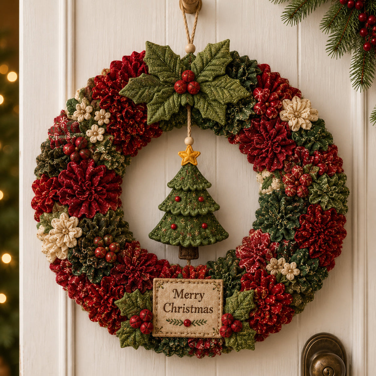 🎄 3D Fabric Poke Wreath DIY Kit |⛄️⛄️ Beginner-Friendly Christmas Craft, No Complicated Sewing | Create Your Own Festive Door Decor & Handmade Gift