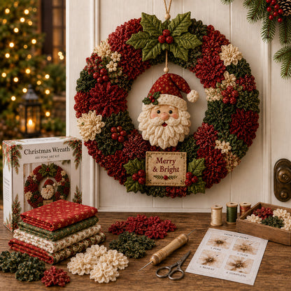 🎄 3D Fabric Poke Wreath DIY Kit |⛄️⛄️ Beginner-Friendly Christmas Craft, No Complicated Sewing | Create Your Own Festive Door Decor & Handmade Gift