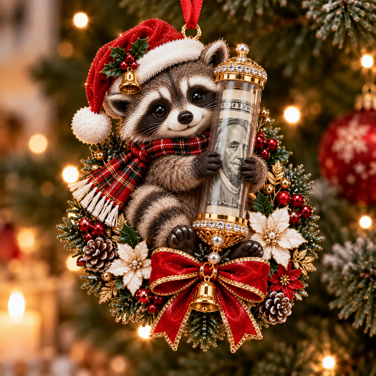 🎁 🛷Christmas Cute Animal Money Holder Ornament 🛷– Fun Cash Gift, Stocking Stuffer & Reusable Tree Decoration 🎄💵