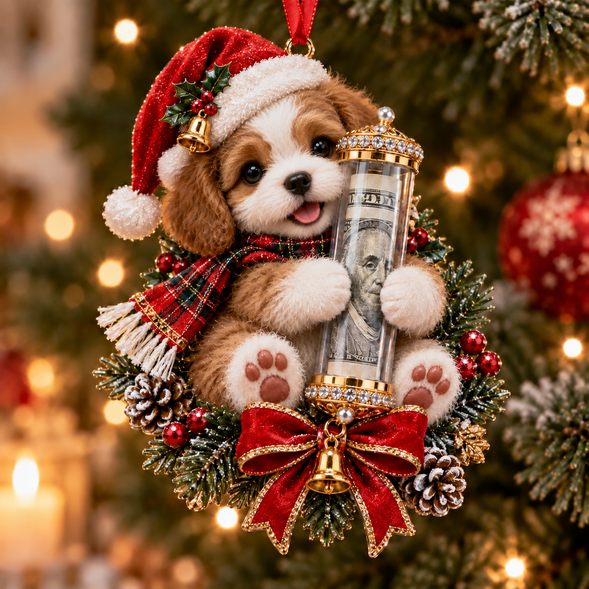 🎁 🛷Christmas Cute Animal Money Holder Ornament 🛷– Fun Cash Gift, Stocking Stuffer & Reusable Tree Decoration 🎄💵