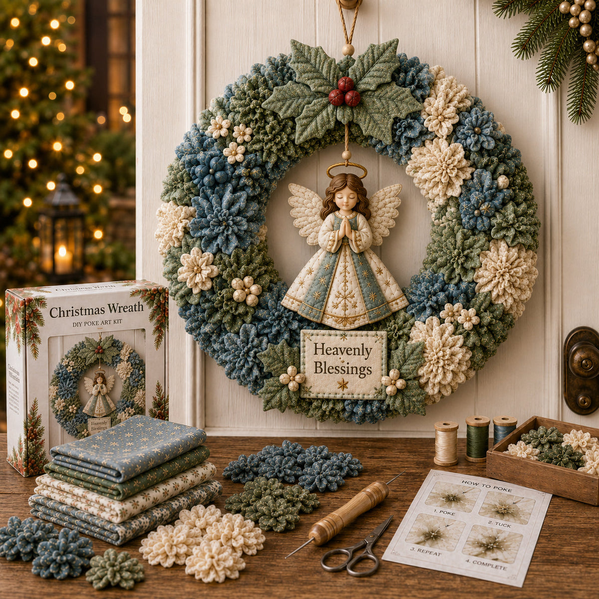 🎄 3D Fabric Poke Wreath DIY Kit |⛄️⛄️ Beginner-Friendly Christmas Craft, No Complicated Sewing | Create Your Own Festive Door Decor & Handmade Gift