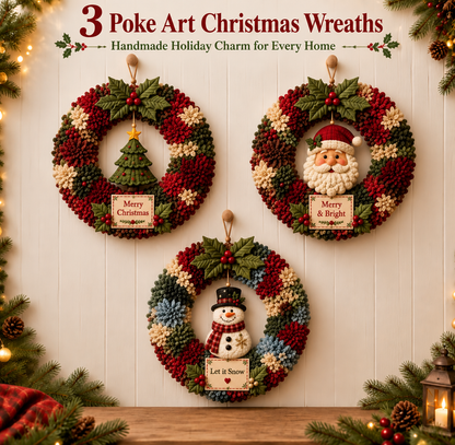 🎄 3D Fabric Poke Wreath DIY Kit |⛄️⛄️ Beginner-Friendly Christmas Craft, No Complicated Sewing | Create Your Own Festive Door Decor & Handmade Gift