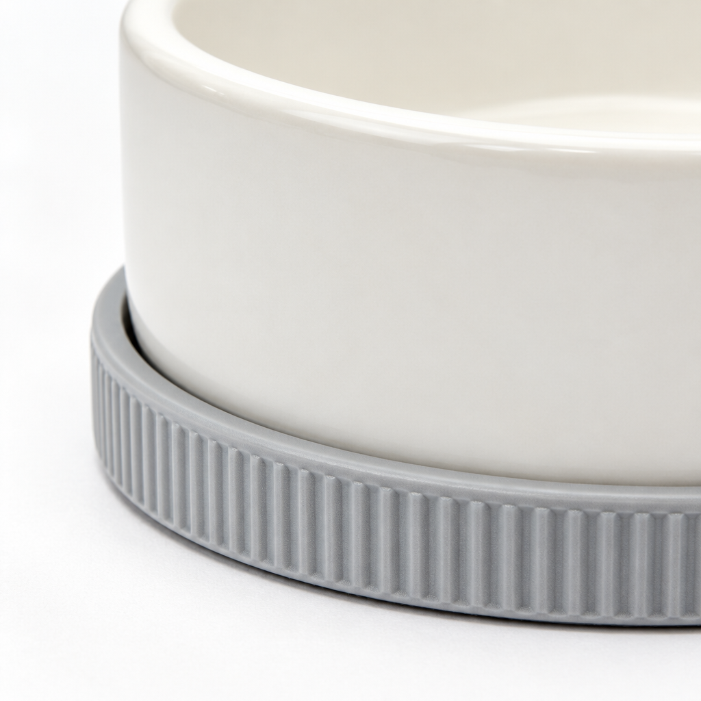 Close-up of textured gray bowl base
