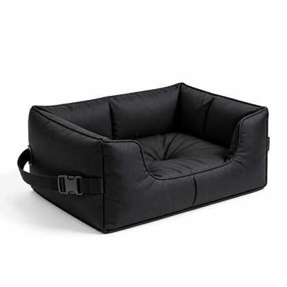 Black raised-side pet seat on white background