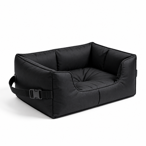 Black raised-side pet seat on white background
