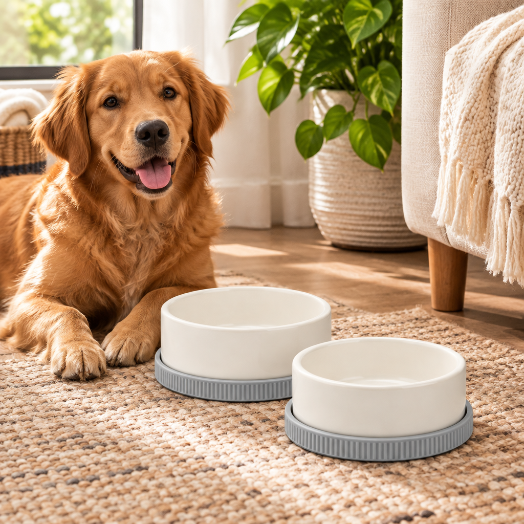 Illustrative home pet dining corner