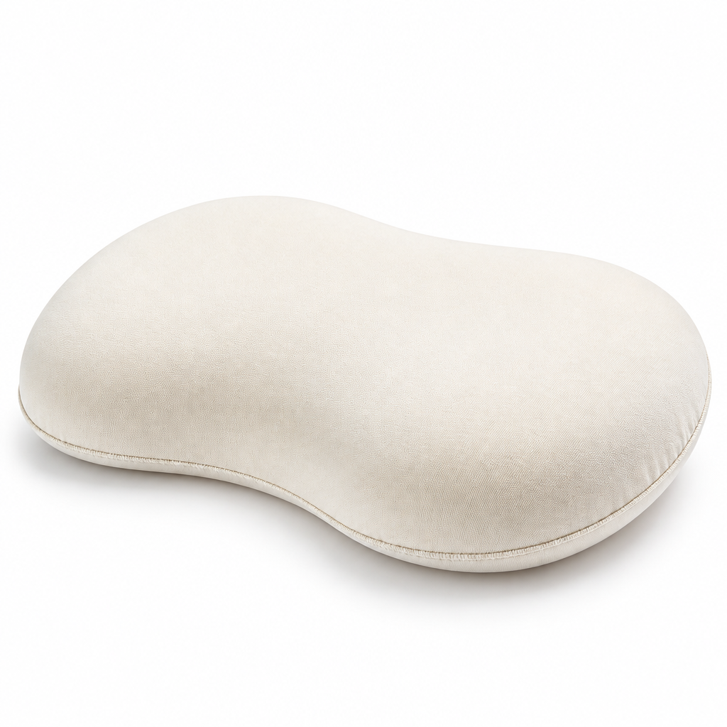 Ivory contoured pet pillow on a white studio background