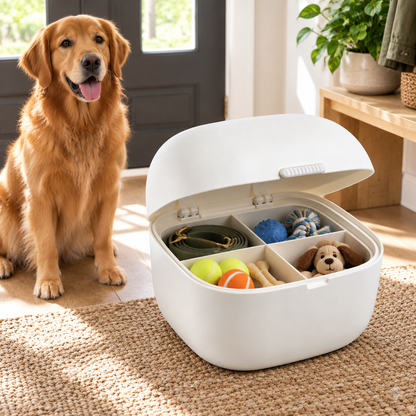 Illustrative entryway pet storage scene