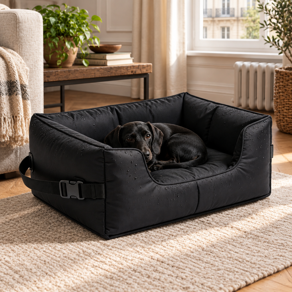 Conceptual home rest scene with pet seat