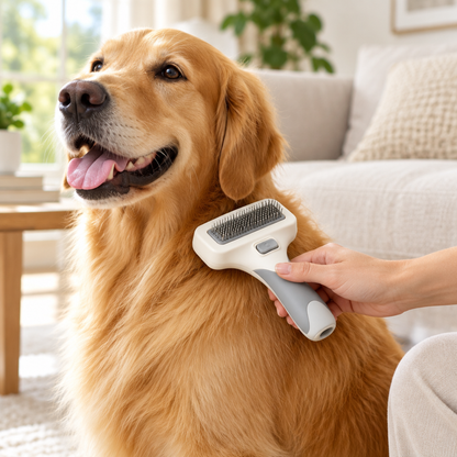 Illustrative grooming scene with dog