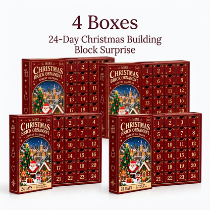 4 Boxes - 24-Day Christmas Building Block Surprise on a white background