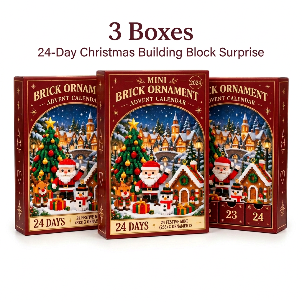 3 Boxes - 24-Day Christmas Building Block Surprise on a white background