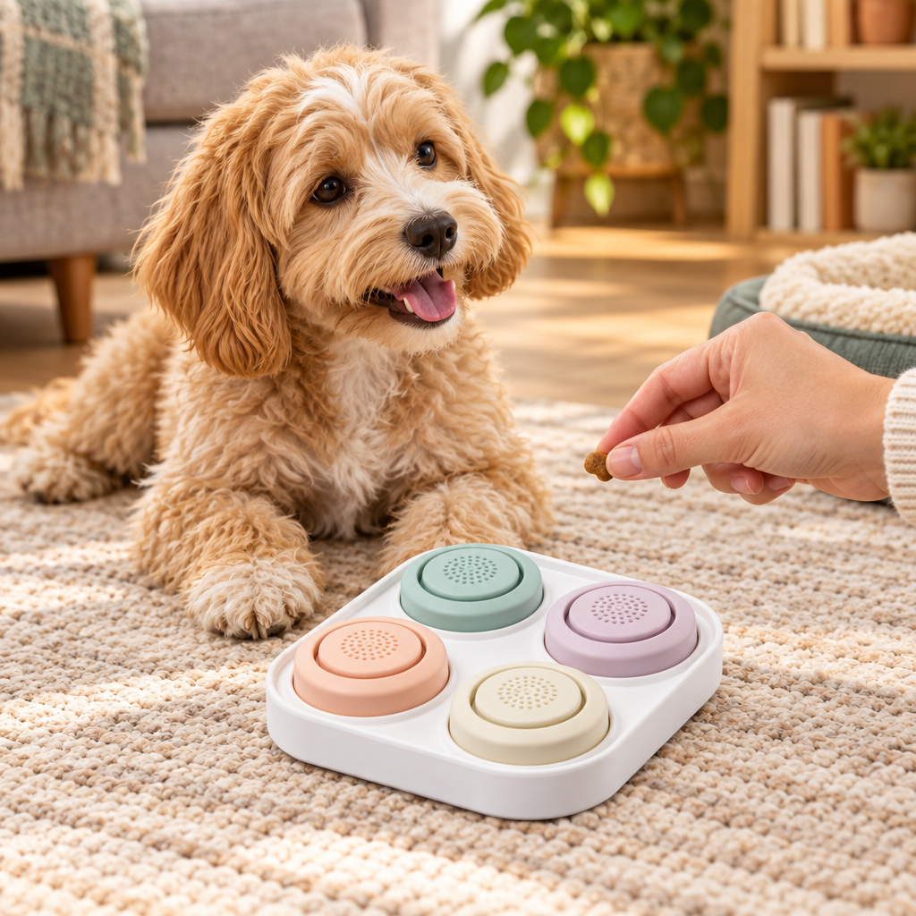 Illustrative supervised play with button tray