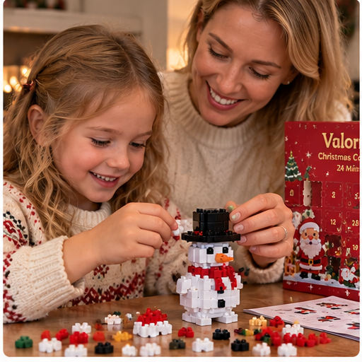Parent and child building Christmas ornaments together