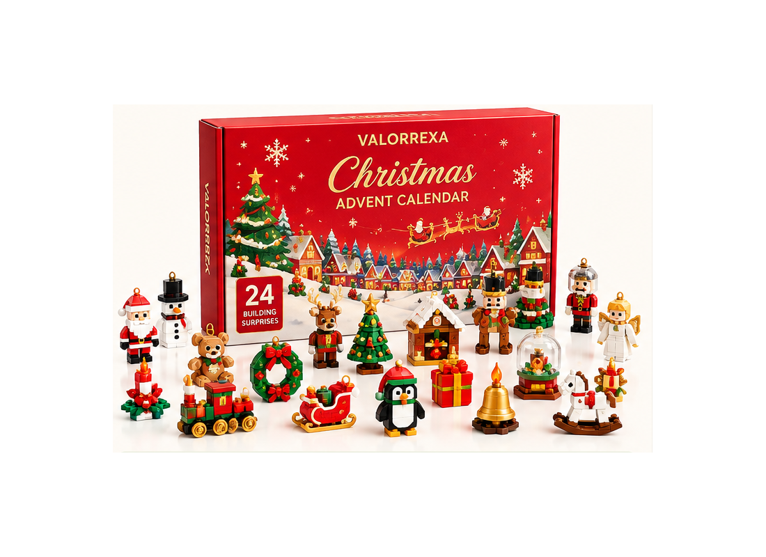 Valorrexa red Christmas brick advent calendar on a white background